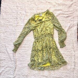 NSR size medium Floral Long Sleeve green and yellow Dress above the knee